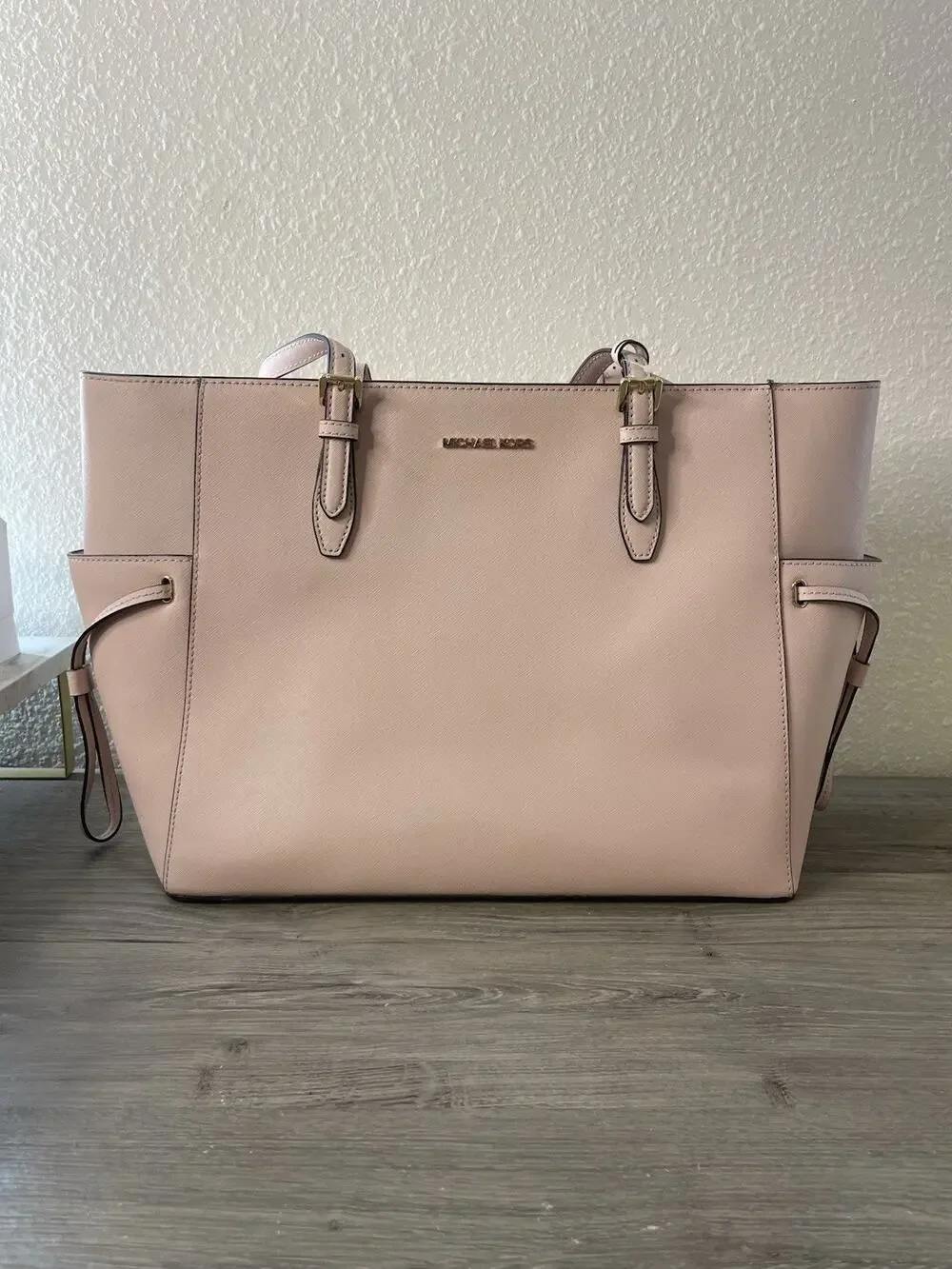 MICHAEL KORS GILLY LARGE DRAWSTRING TRAVEL TOTE SHOULDER BAG PINK POWDER BLUSH